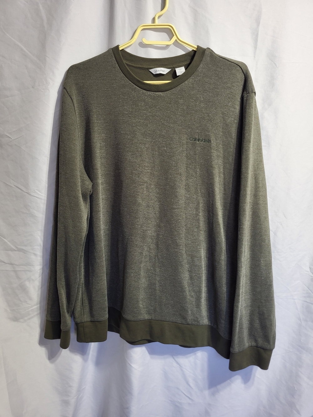 Calvin Klein Olive Green Crewneck Sweatshirt, Size Large